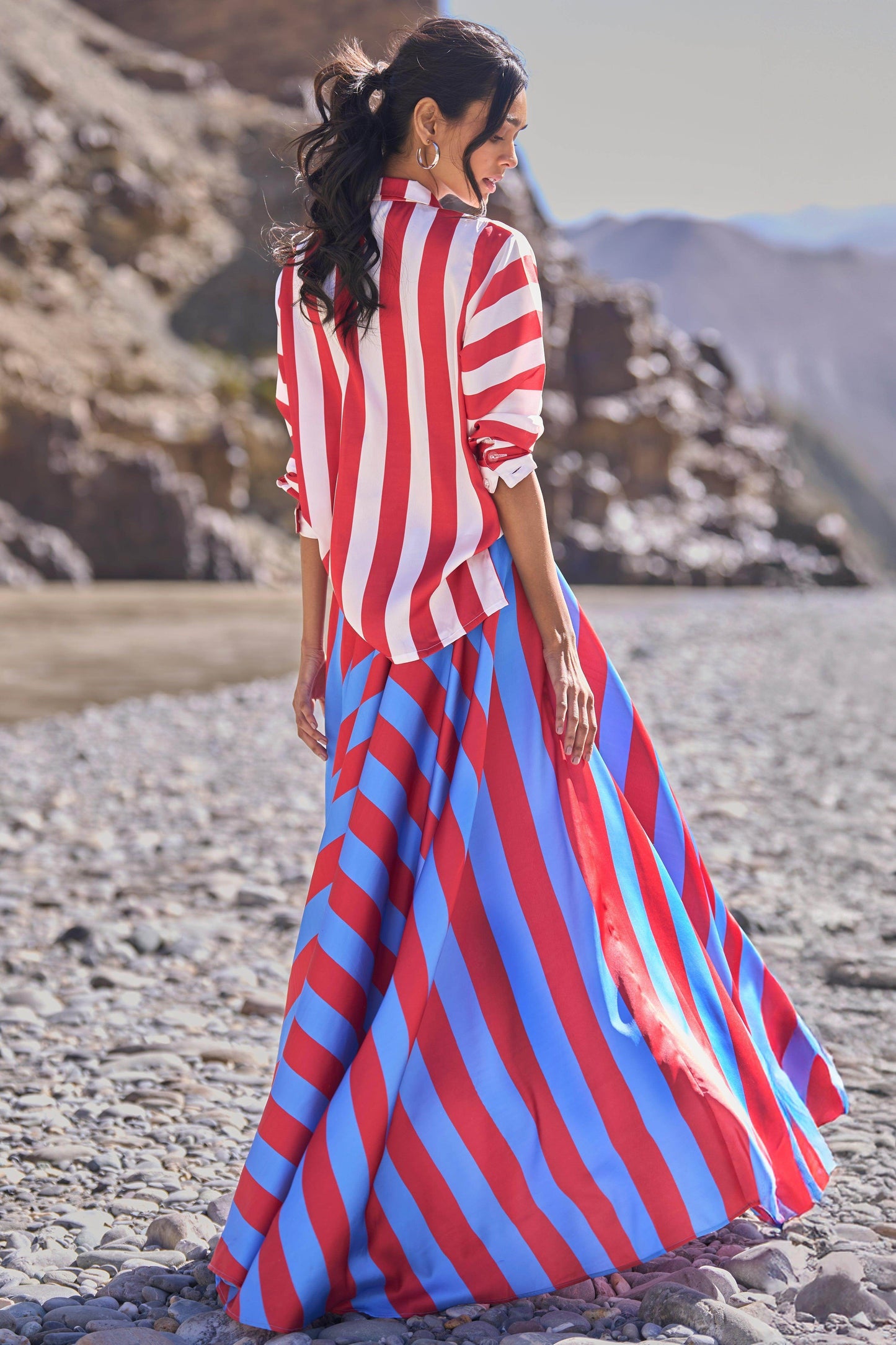 STRIPED MAXI SKIRT - dash and dot