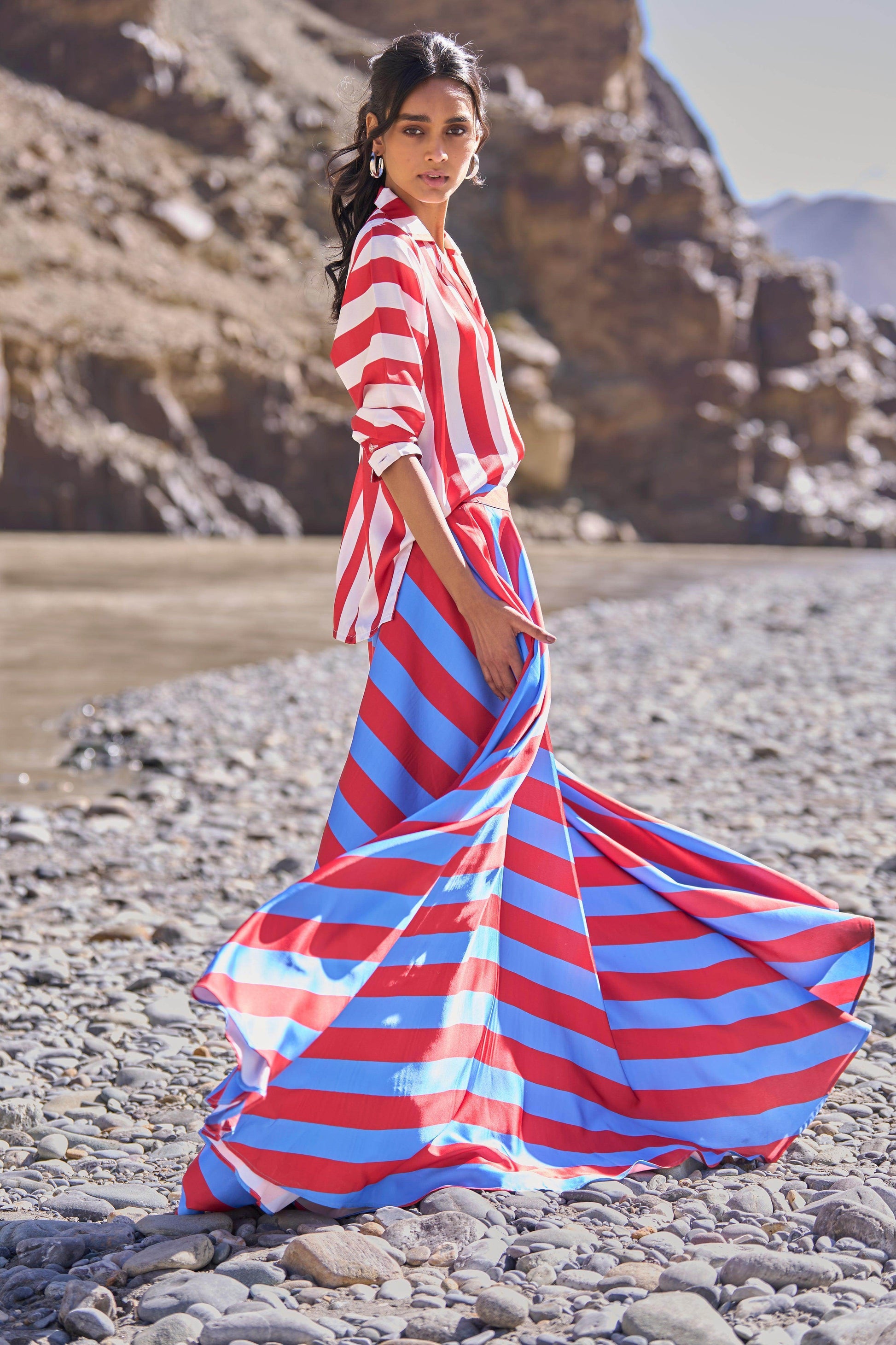 STRIPED MAXI SKIRT - dash and dot