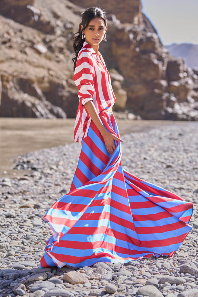 STRIPED MAXI SKIRT - dash and dot dash and dot