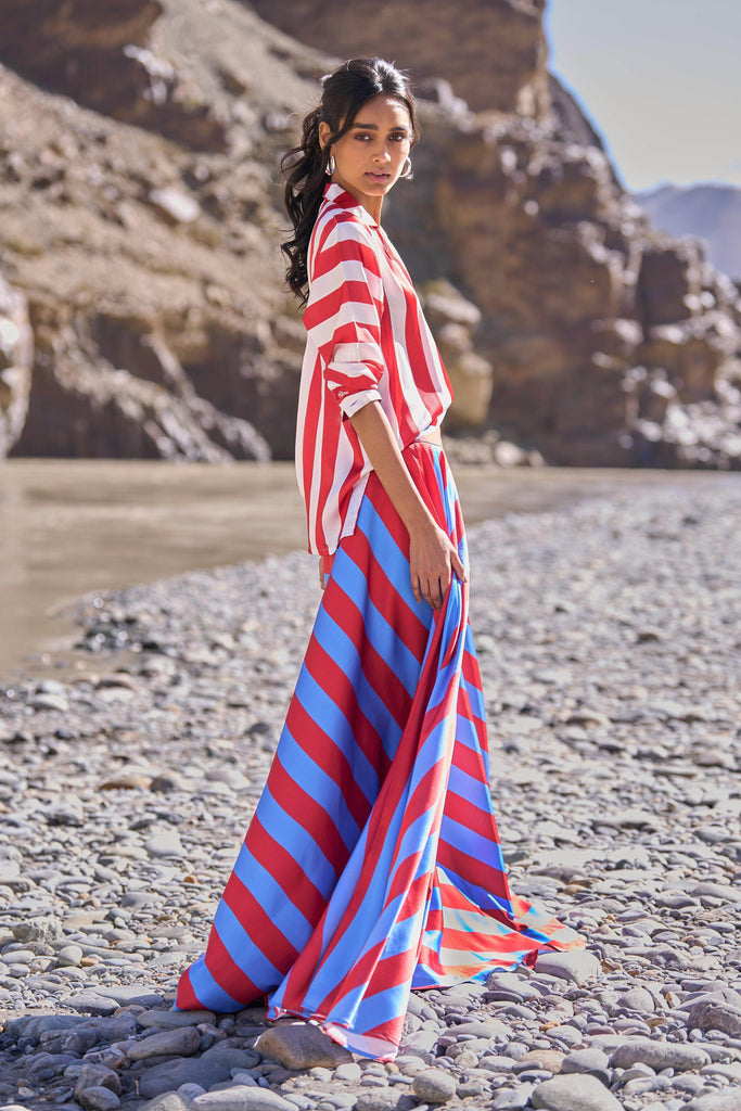 STRIPED MAXI SKIRT - dash and dot dash and dot