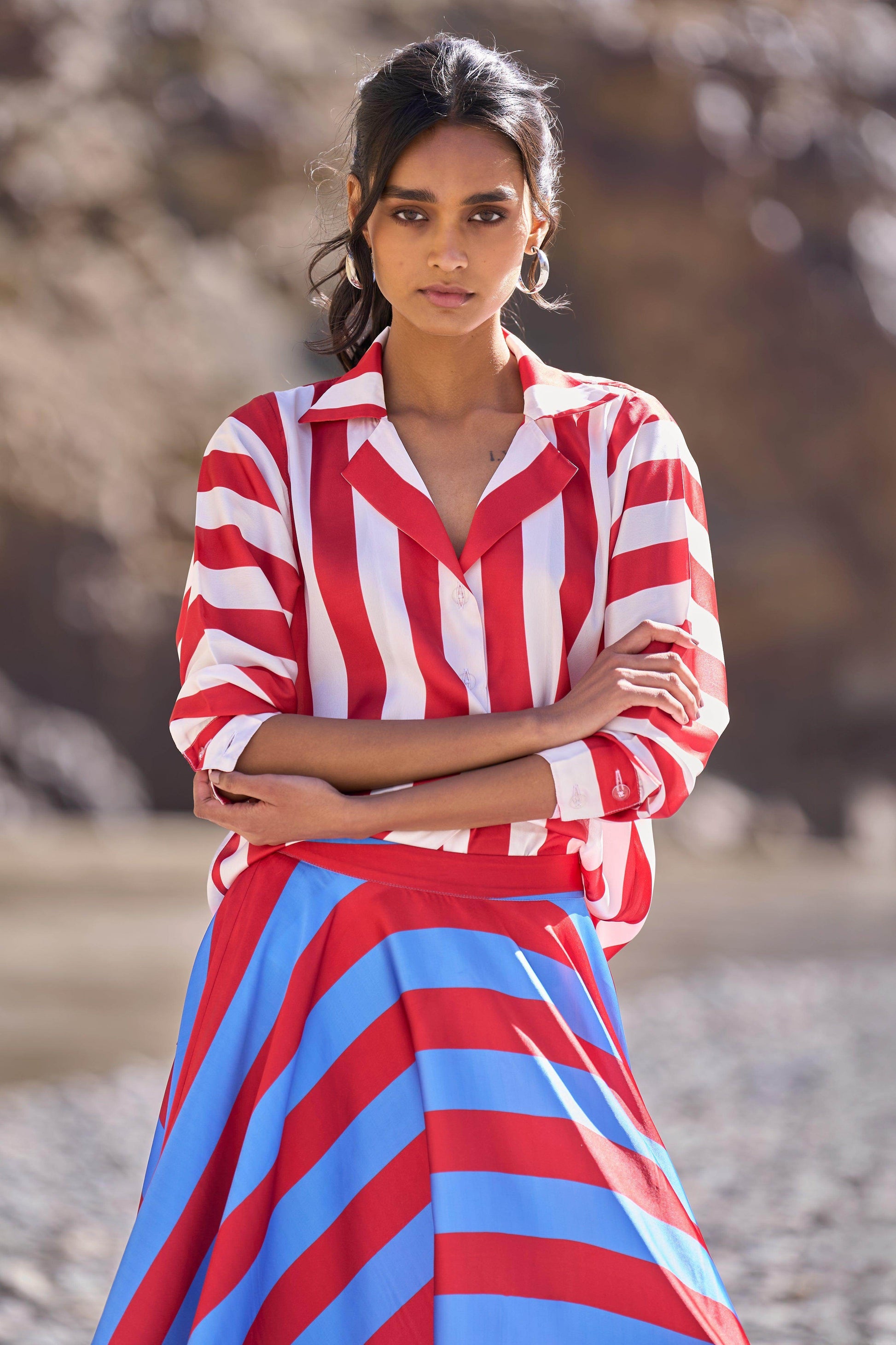 STRIPED SATIN SHIRT - dash and dot