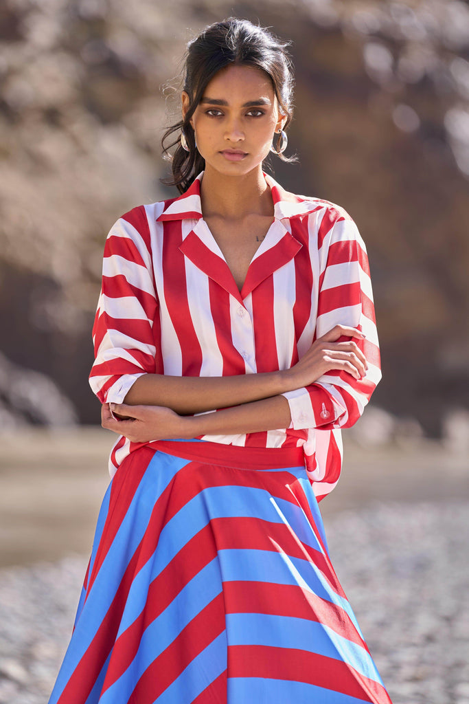 STRIPED SATIN SHIRT - dash and dot dash and dot