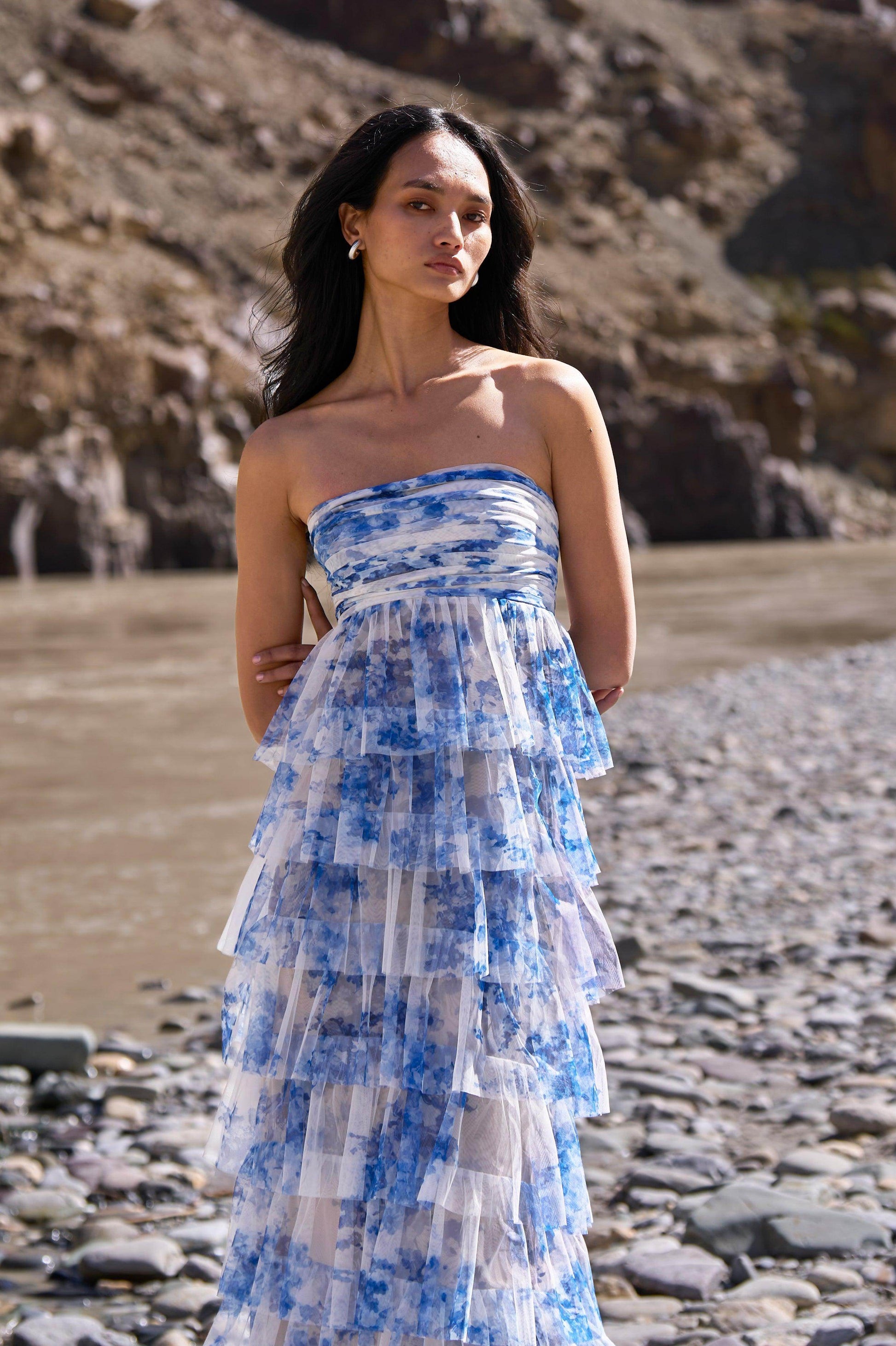 CASCADING CERAMIC PRINT GOWN - dash and dot