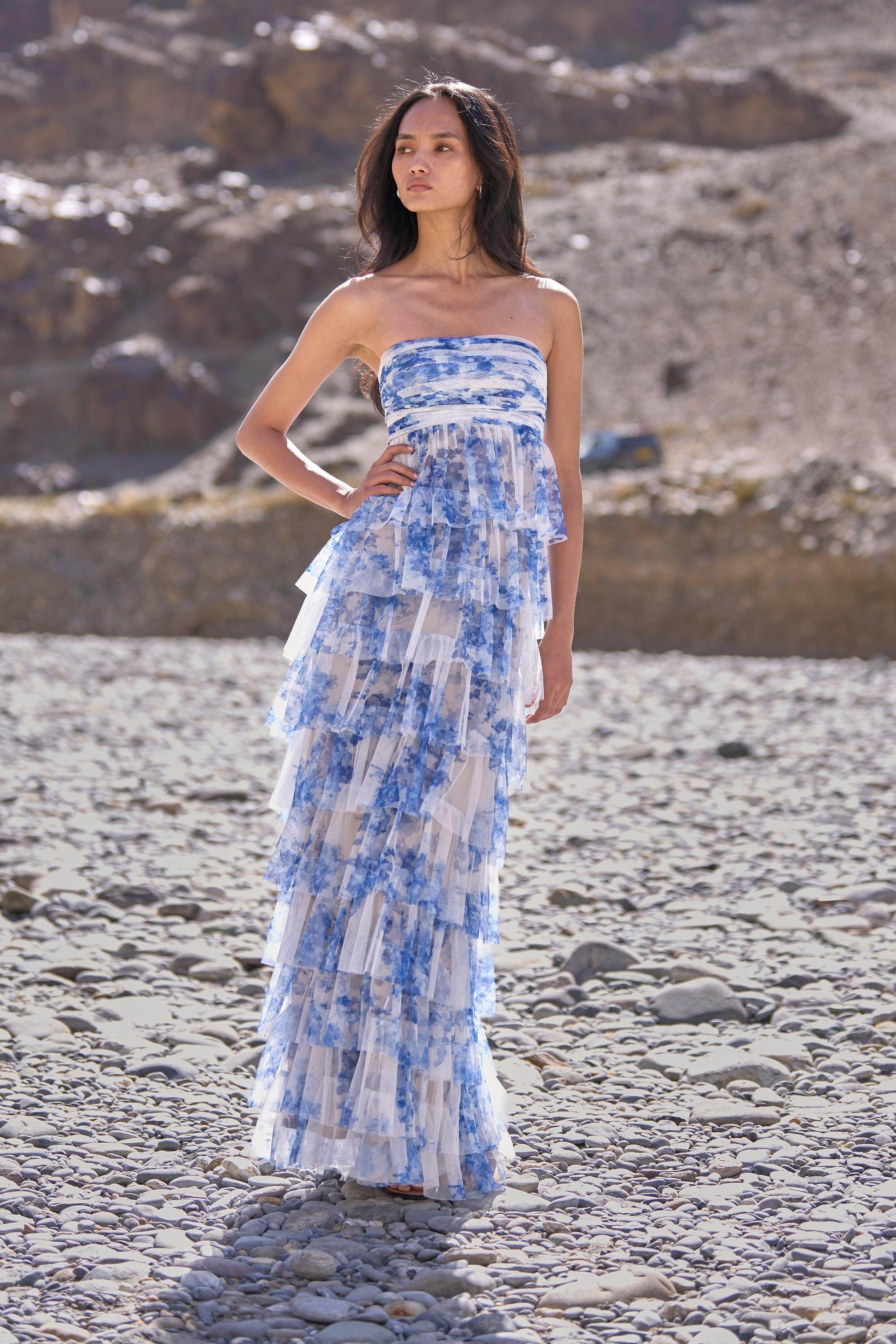 CASCADING CERAMIC PRINT GOWN - dash and dot