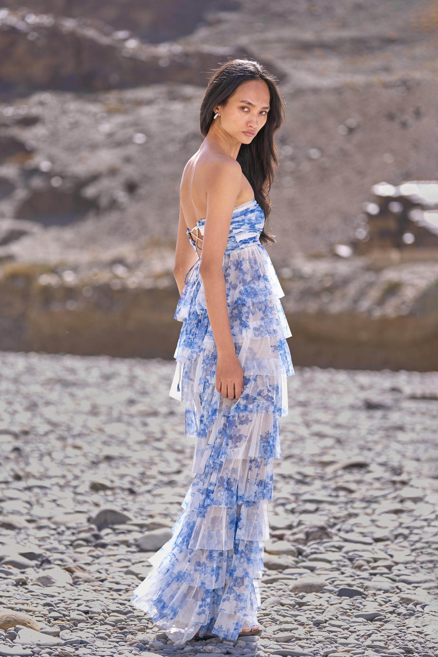 CASCADING CERAMIC PRINT GOWN - dash and dot