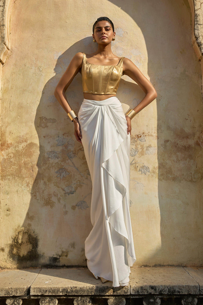 IVORY DRAPED SKIRT - dash and dot dash and dot