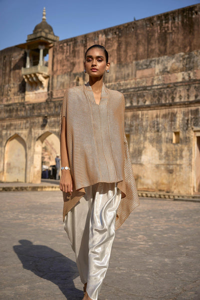 METALLIC LACE CAPE TOP - dash and dot