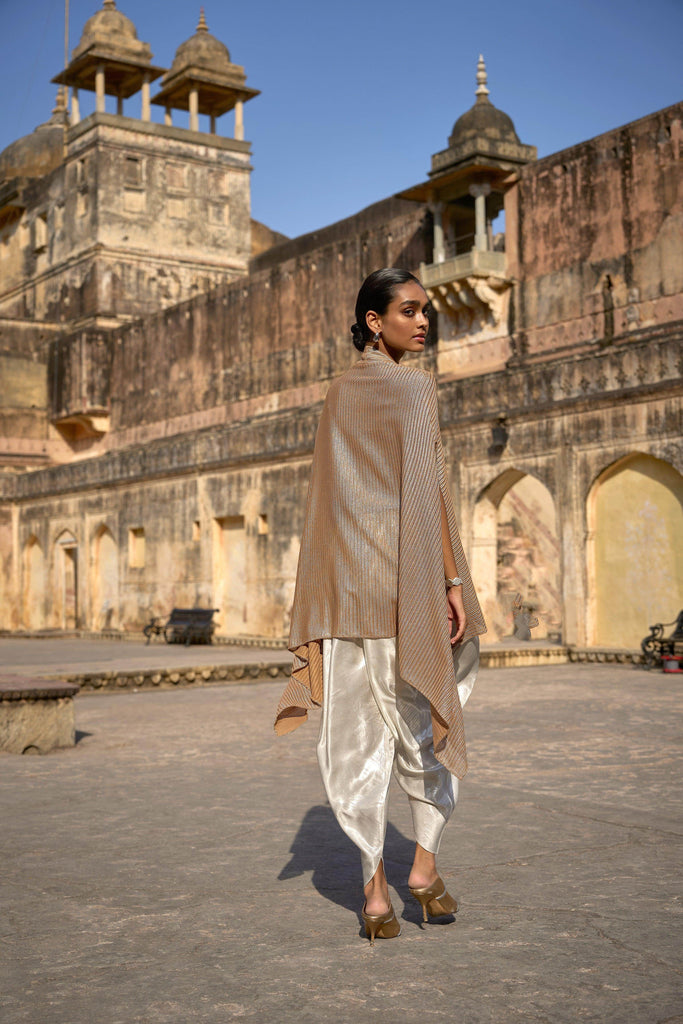 IVORY LAMÉ COWLED PANT - dash and dot dash and dot