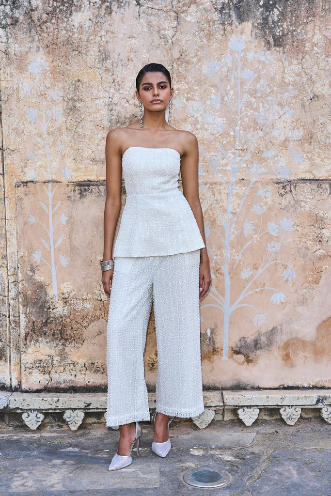 PEARL EMBROIDERED PEPLUM CORSET - dash and dot dash and dot