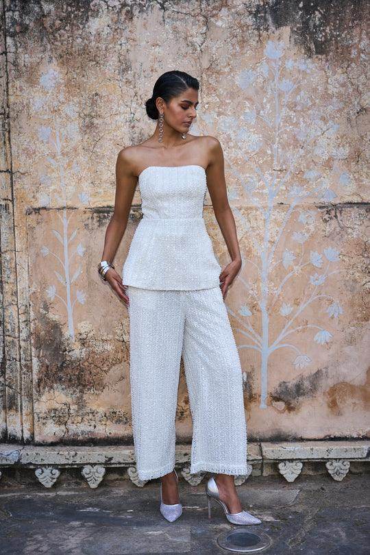 PEARL EMBROIDERED CORSET SUIT - dash and dot