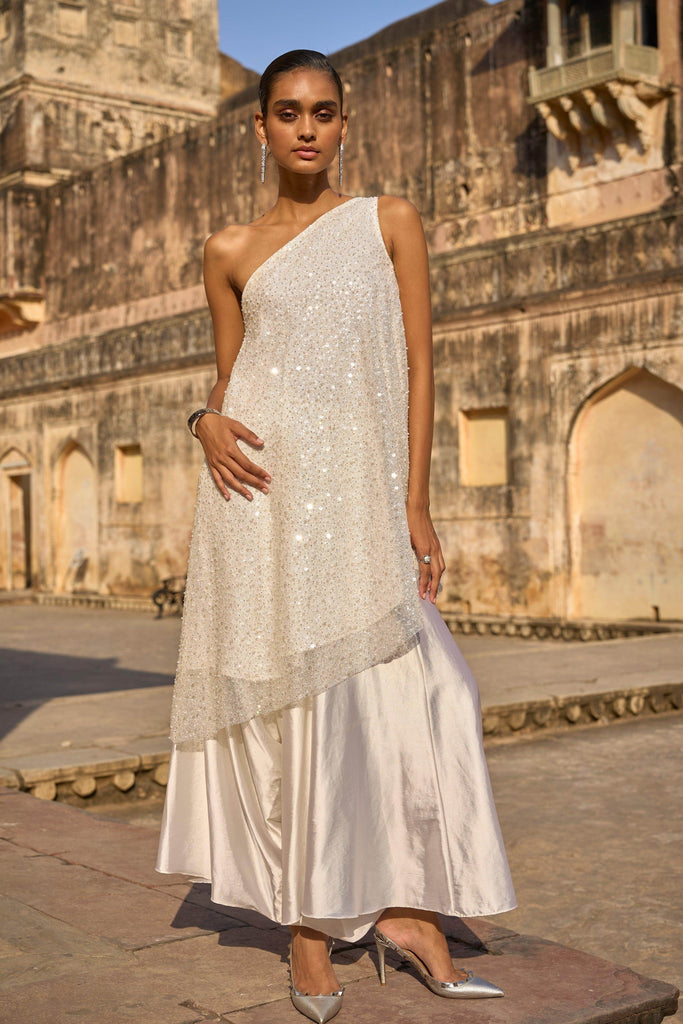 PEARL EMBROIDERED ONE SHOULDER TOP - dash and dot dash and dot