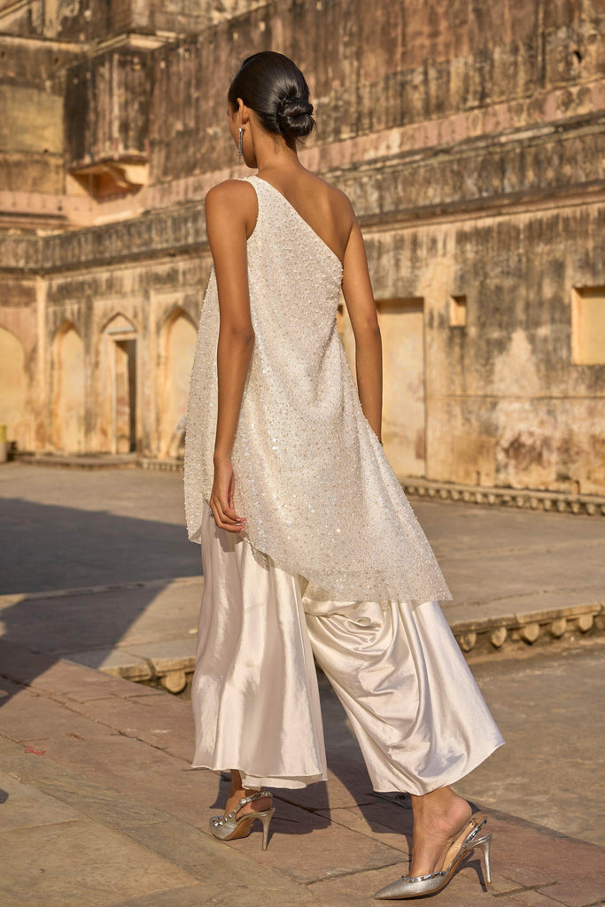 PEARL EMBROIDERED ONE SHOULDER TOP - dash and dot dash and dot