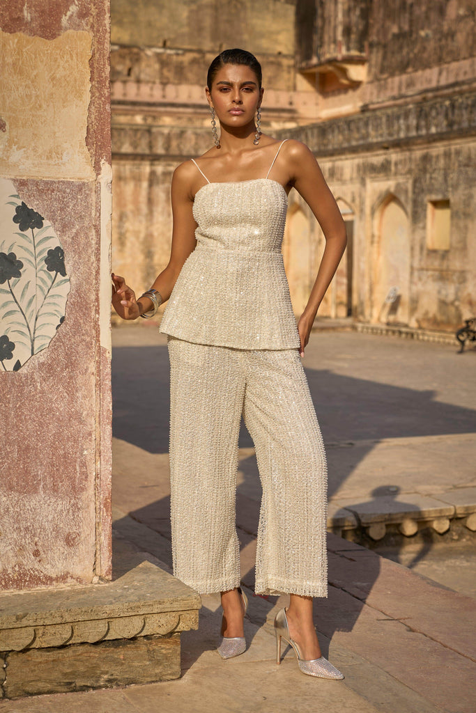 PEARL EMBROIDERED PEPLUM CORSET - dash and dot dash and dot