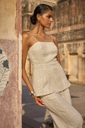 PEARL EMBROIDERED PEPLUM CORSET - dash and dot