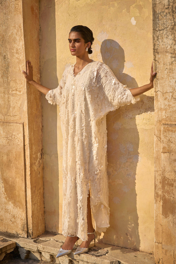 IVORY PAILLETTE KAFTAN DRESS - dash and dot dash and dot