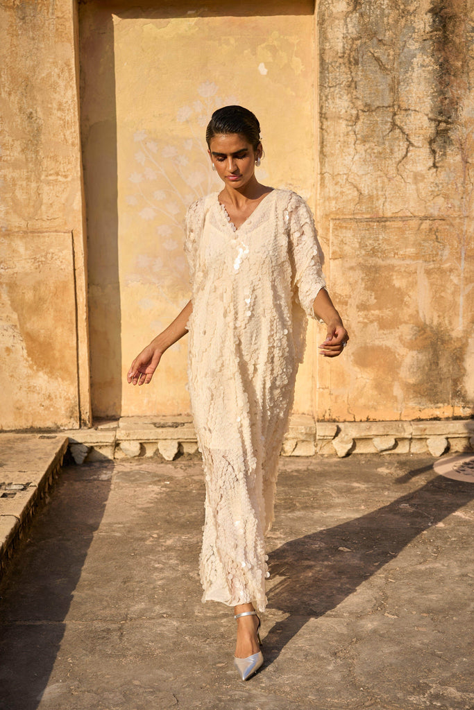 IVORY PAILLETTE KAFTAN DRESS - dash and dot dash and dot