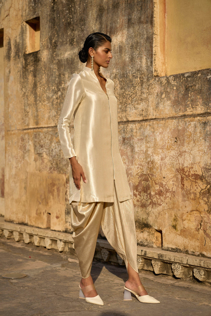 IVORY BROCADE LONGLINE TOP - dash and dot dash and dot