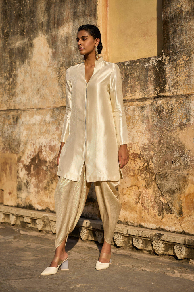 IVORY BROCADE LONGLINE TOP - dash and dot dash and dot