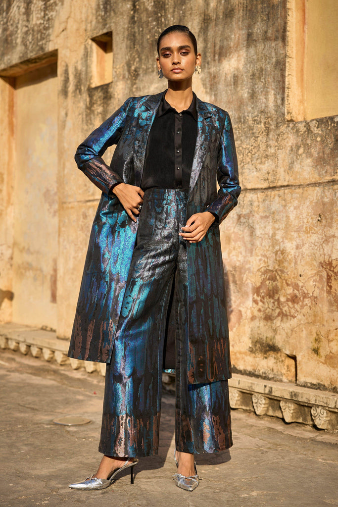 WIDE LEGGED BROCADE PANT - dash and dot dash and dot