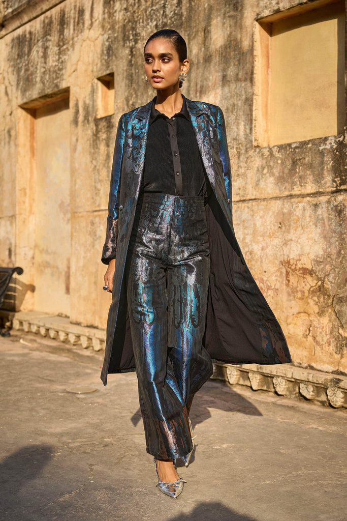 WIDE LEGGED BROCADE PANT - dash and dot dash and dot