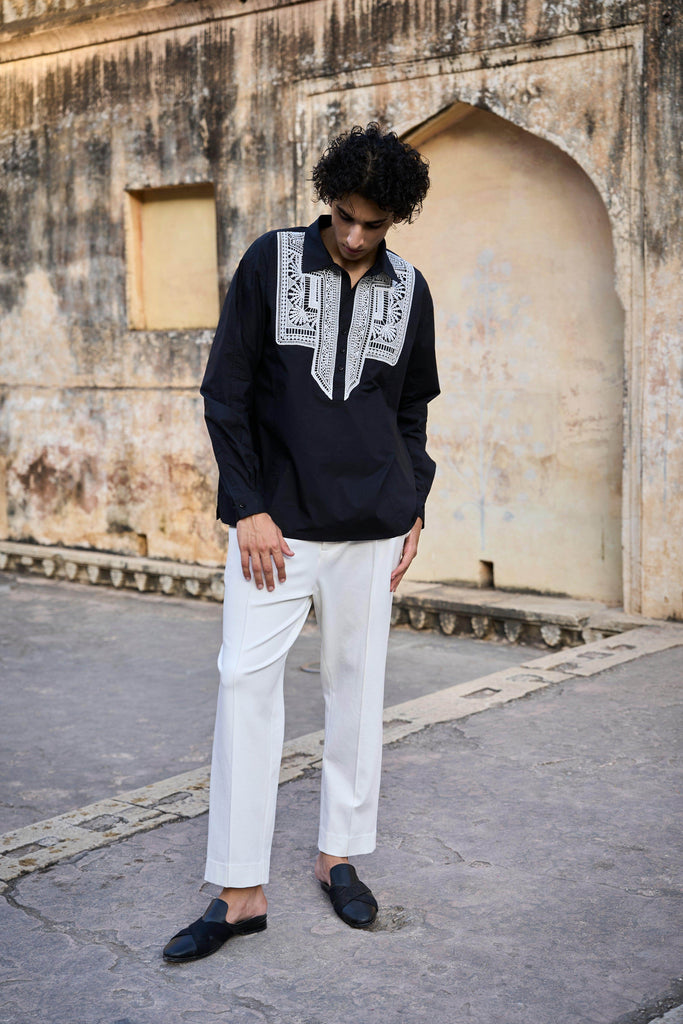 LACE PATCH POPOVER SHIRT - dash and dot dash and dot