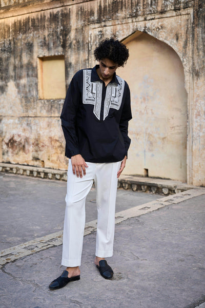 LACE PATCH POPOVER SHIRT - dash and dot