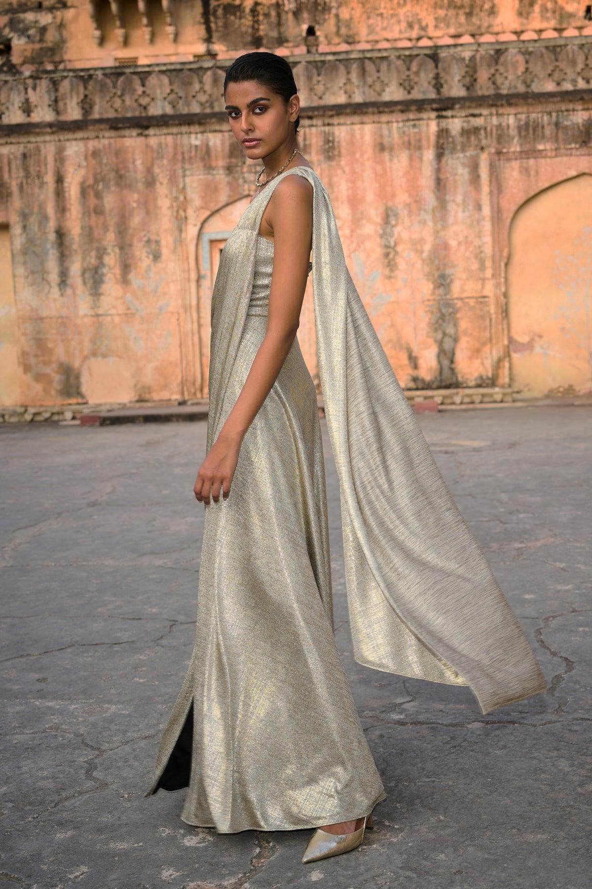 L / Champagne SARI DRAPE GOWN L / Champagne SARI DRAPE GOWN