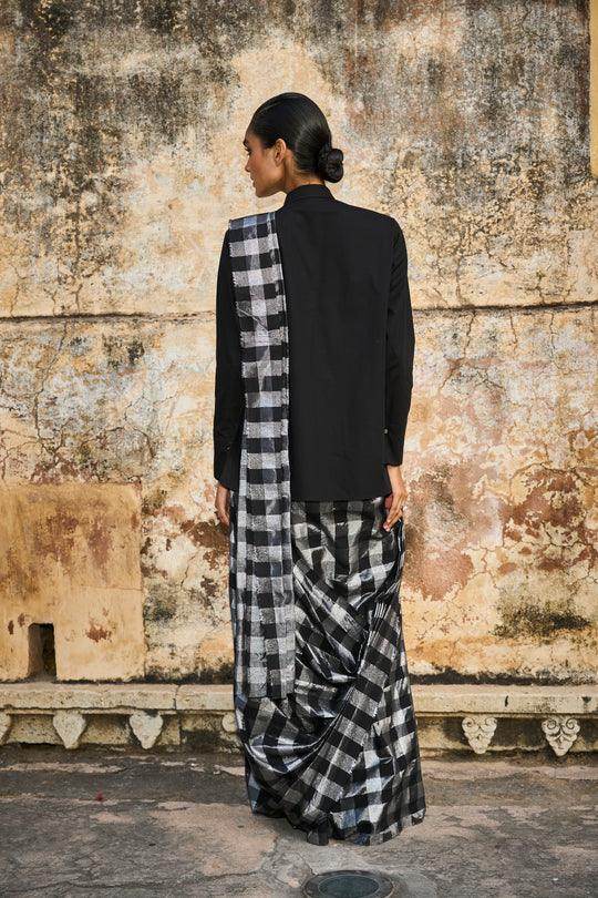 BROOCH COLLAR SHIRT AND SARI DRAPE SKIRT - dash and dot dash and dot