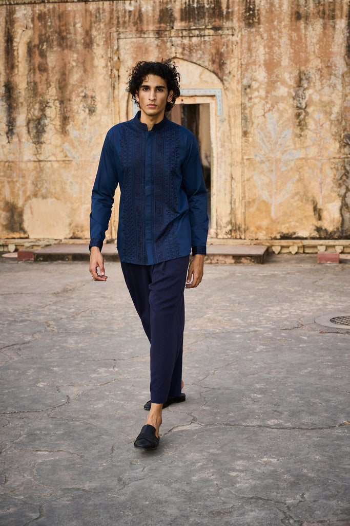 EMBROIDERED COLLAR, PLACKET & CUFF SHIRT - dash and dot dash and dot