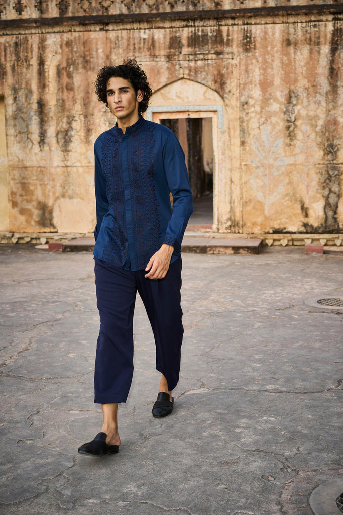 EMBROIDERED COLLAR, PLACKET & CUFF SHIRT - dash and dot dash and dot