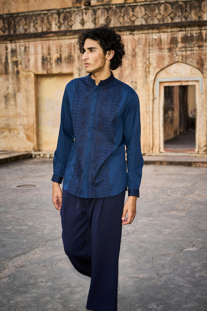 EMBROIDERED COLLAR, PLACKET & CUFF SHIRT - dash and dot dash and dot