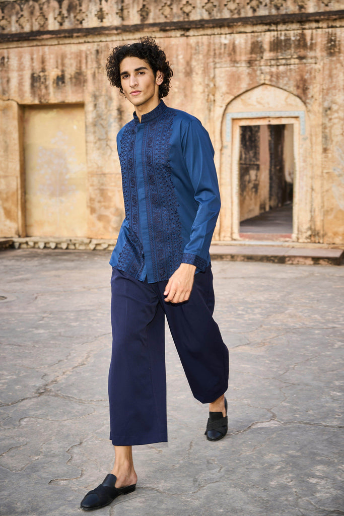 EMBROIDERED COLLAR, PLACKET & CUFF SHIRT - dash and dot dash and dot