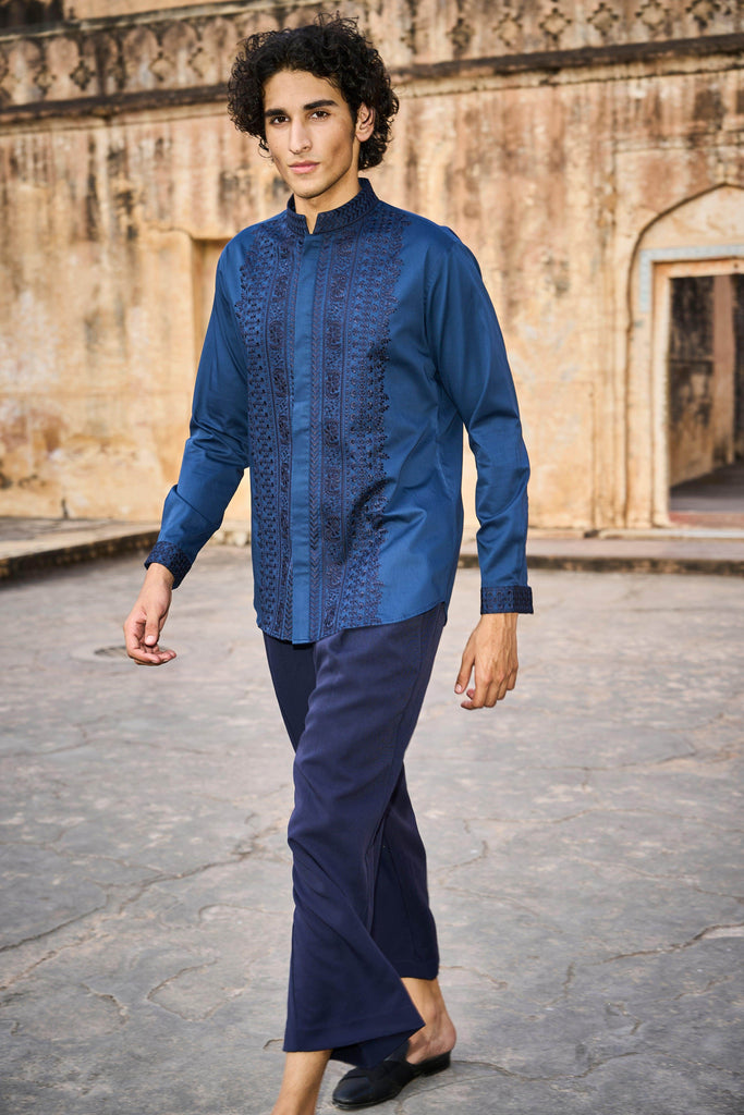 EMBROIDERED COLLAR, PLACKET & CUFF SHIRT - dash and dot dash and dot