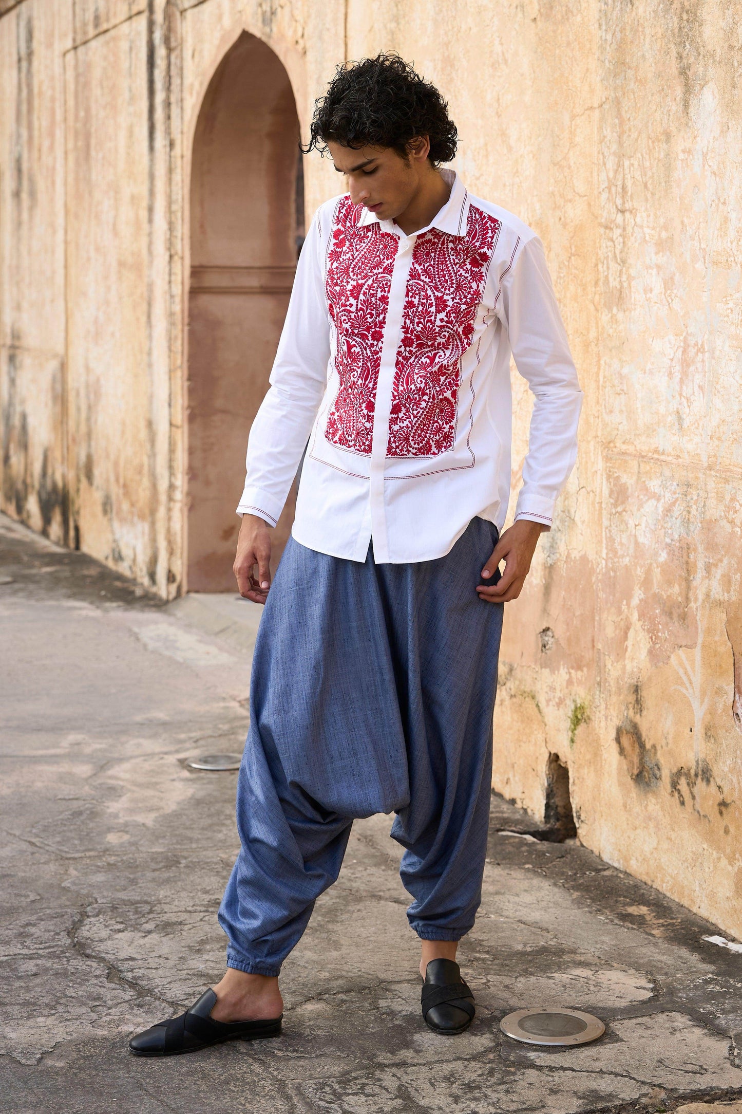 EMBROIDERED BIB SHIRT - dash and dot