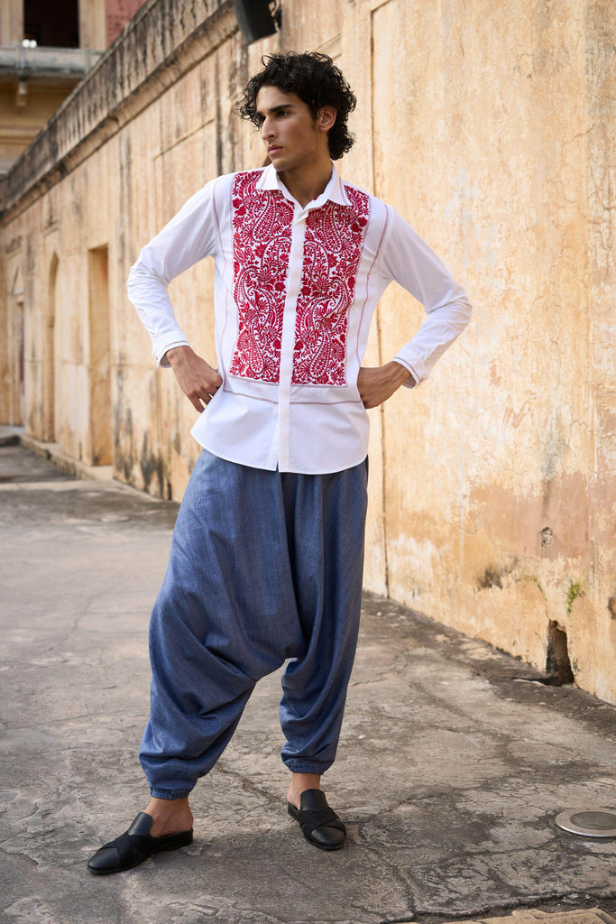 EMBROIDERED BIB SHIRT - dash and dot dash and dot