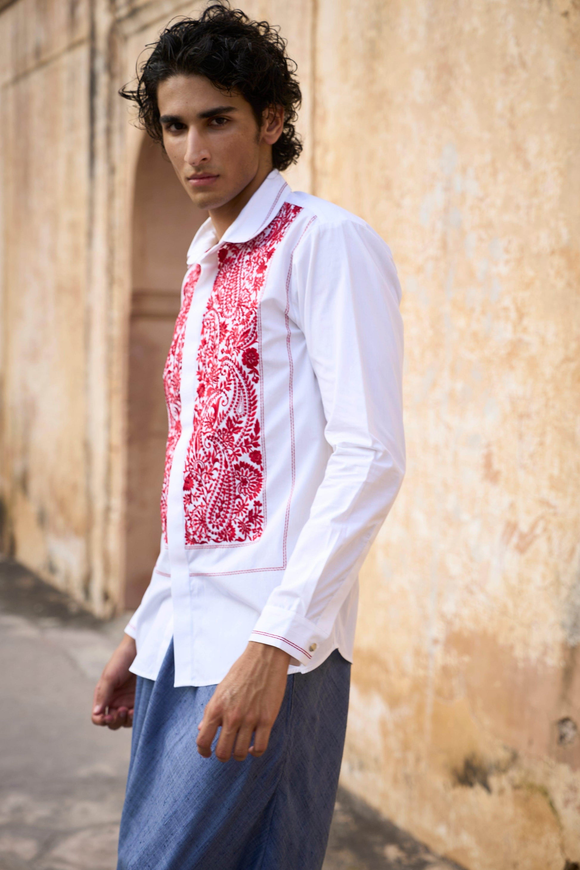 EMBROIDERED BIB SHIRT - dash and dot