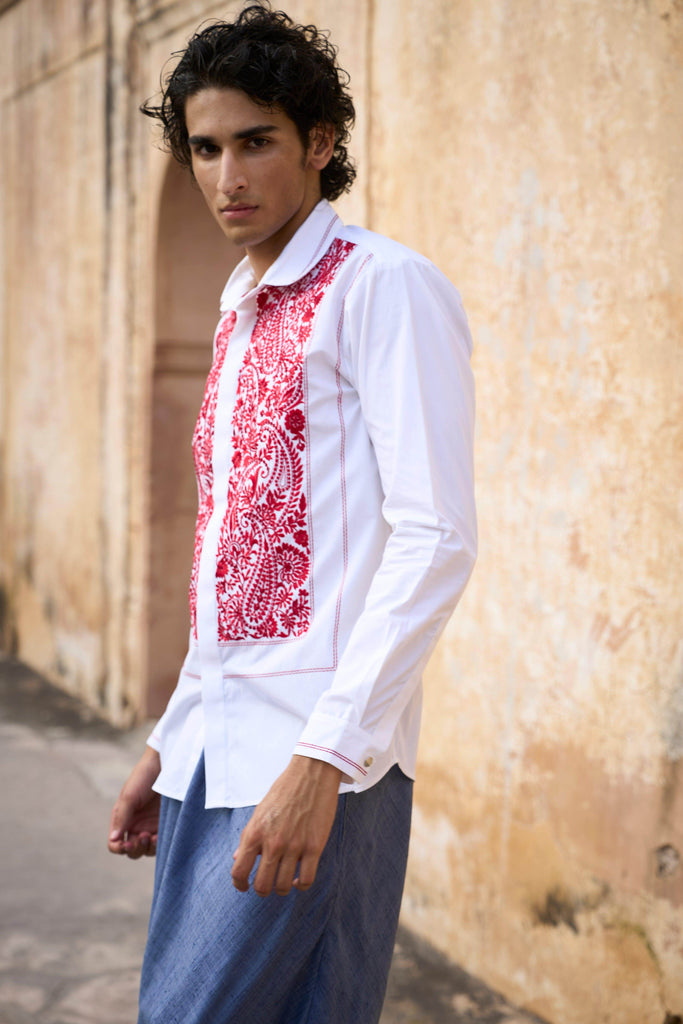 EMBROIDERED BIB SHIRT - dash and dot dash and dot