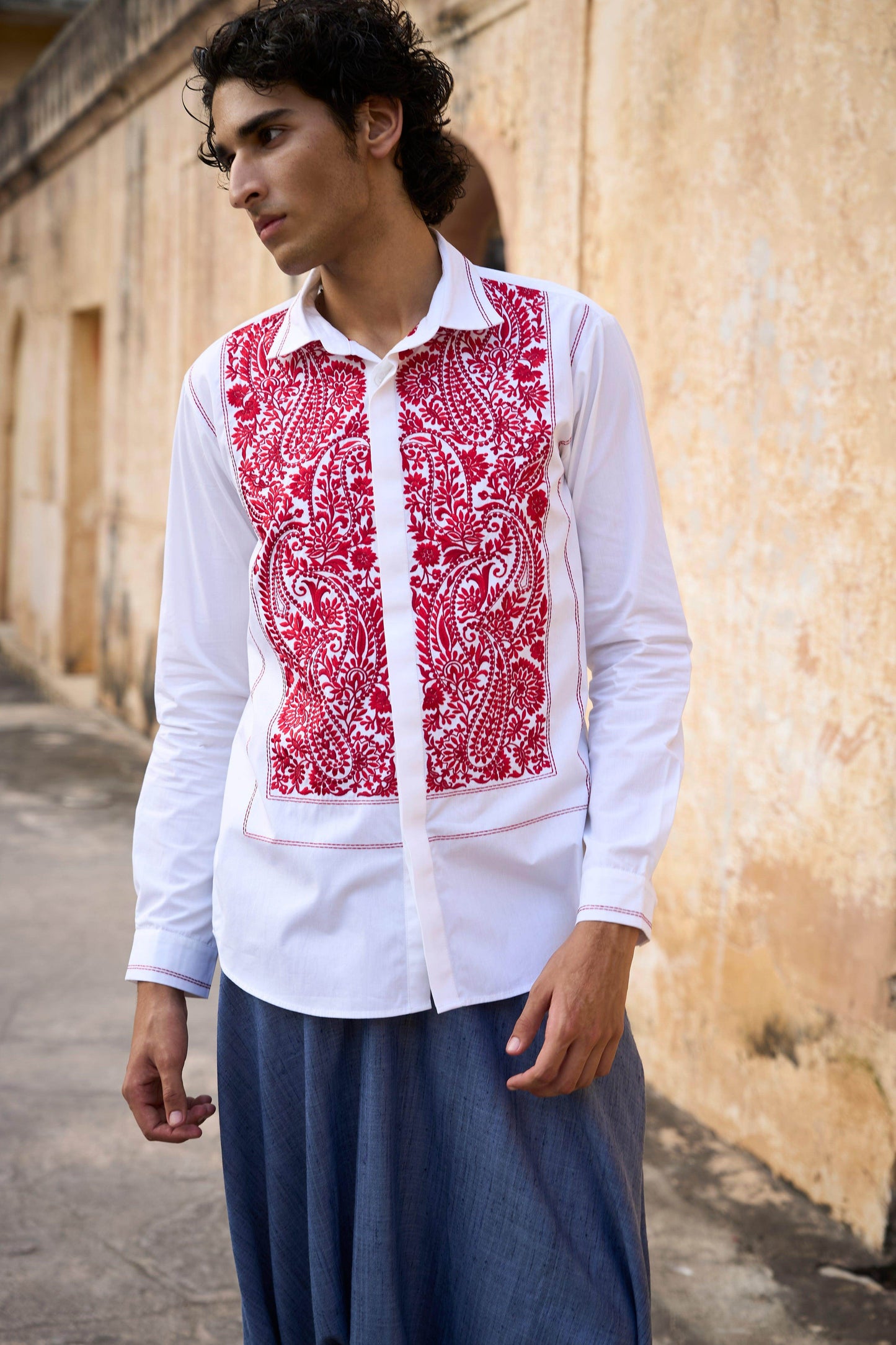 EMBROIDERED BIB SHIRT - dash and dot