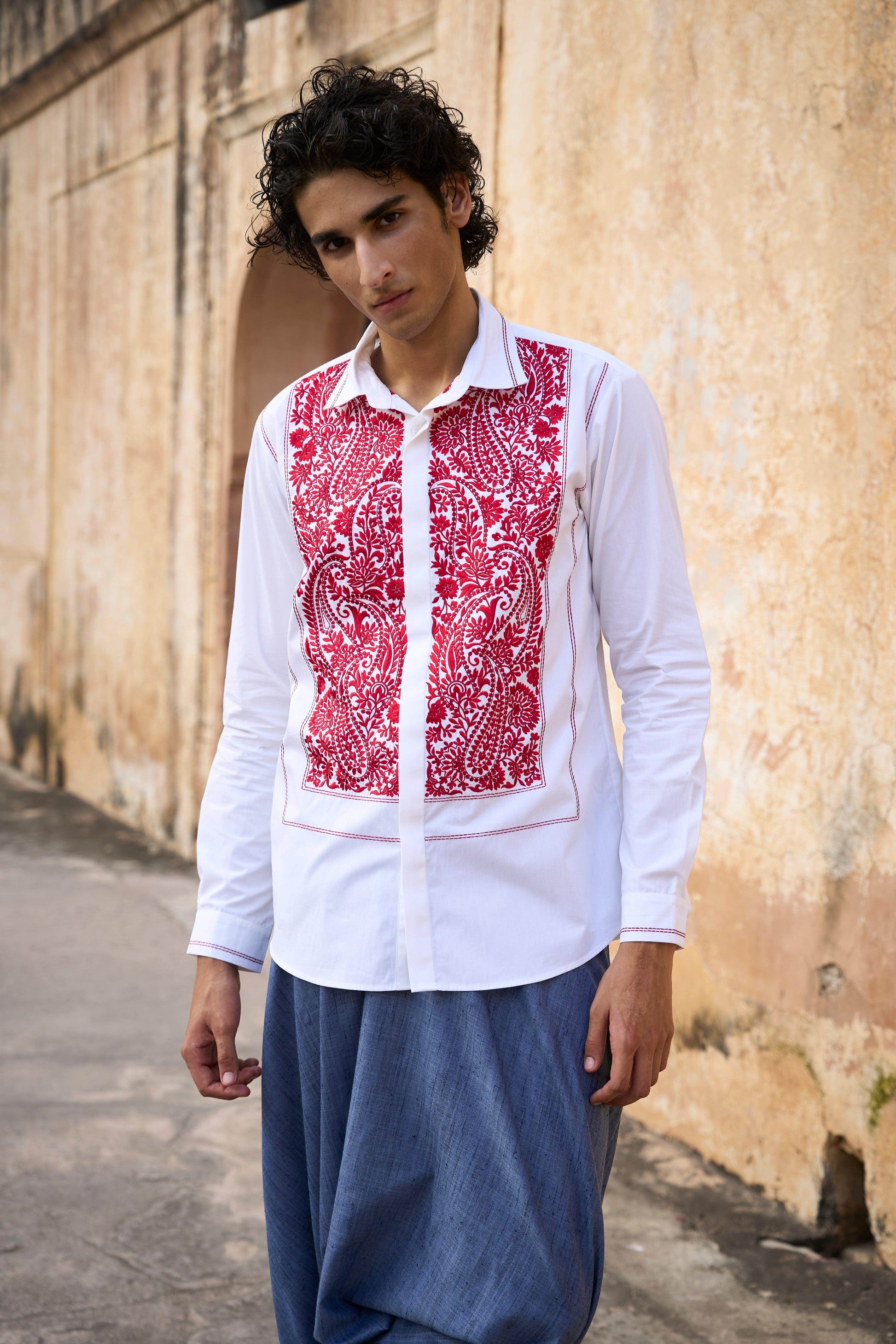 EMBROIDERED BIB SHIRT - dash and dot