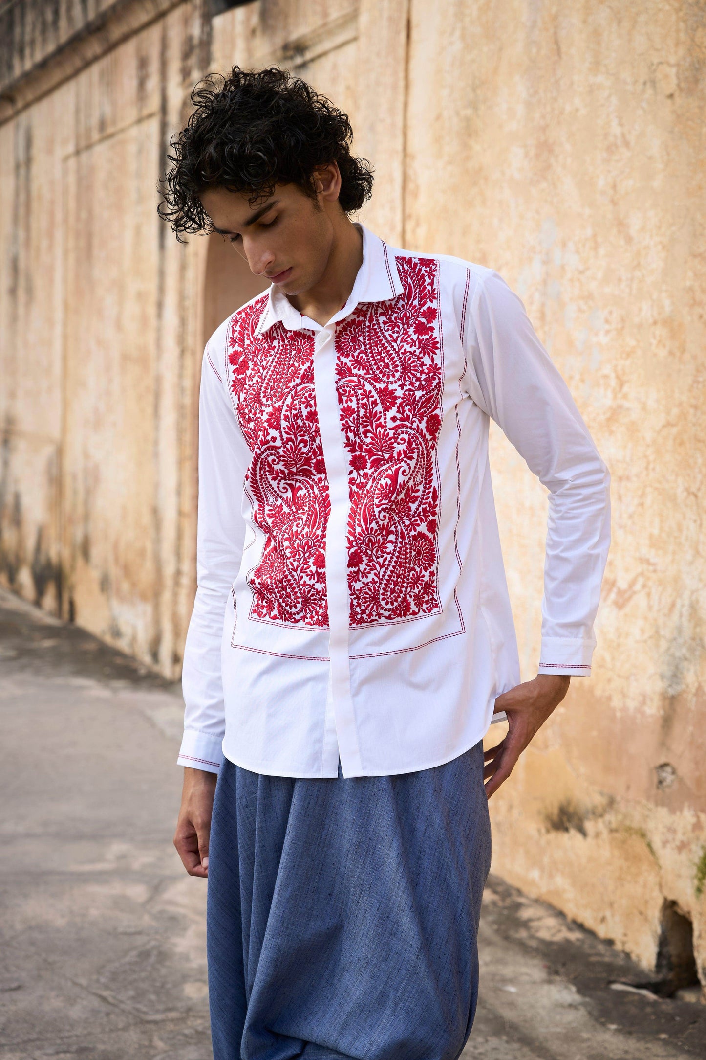 EMBROIDERED BIB SHIRT - dash and dot