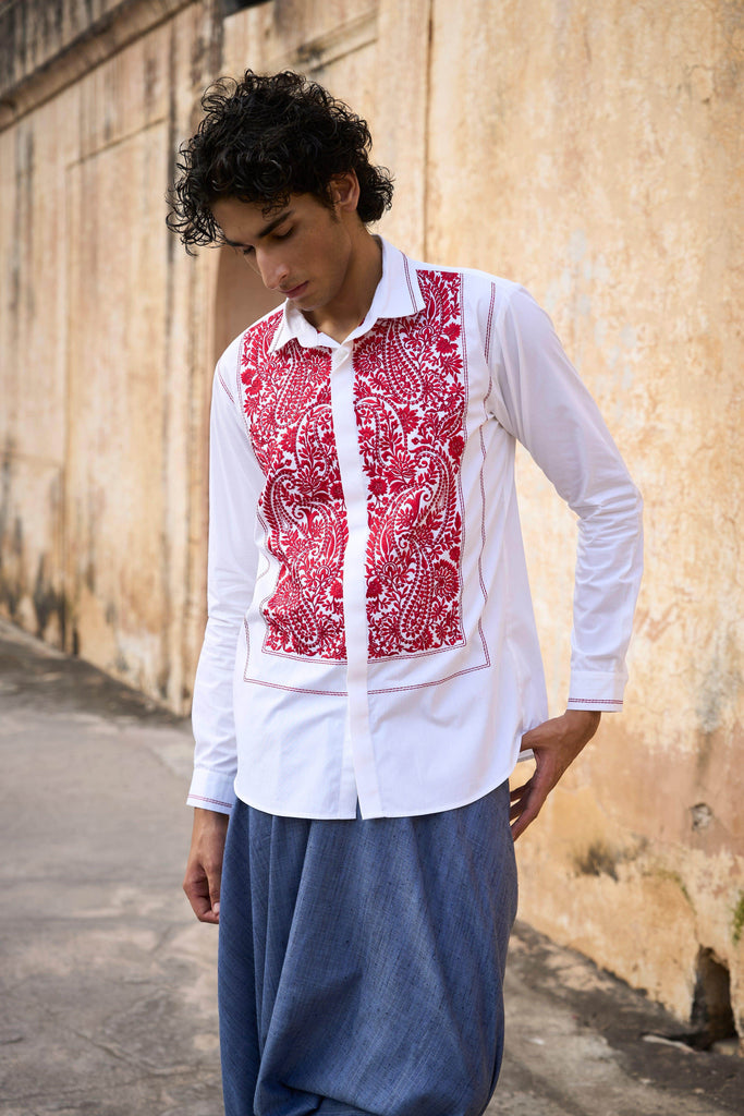 EMBROIDERED BIB SHIRT - dash and dot dash and dot