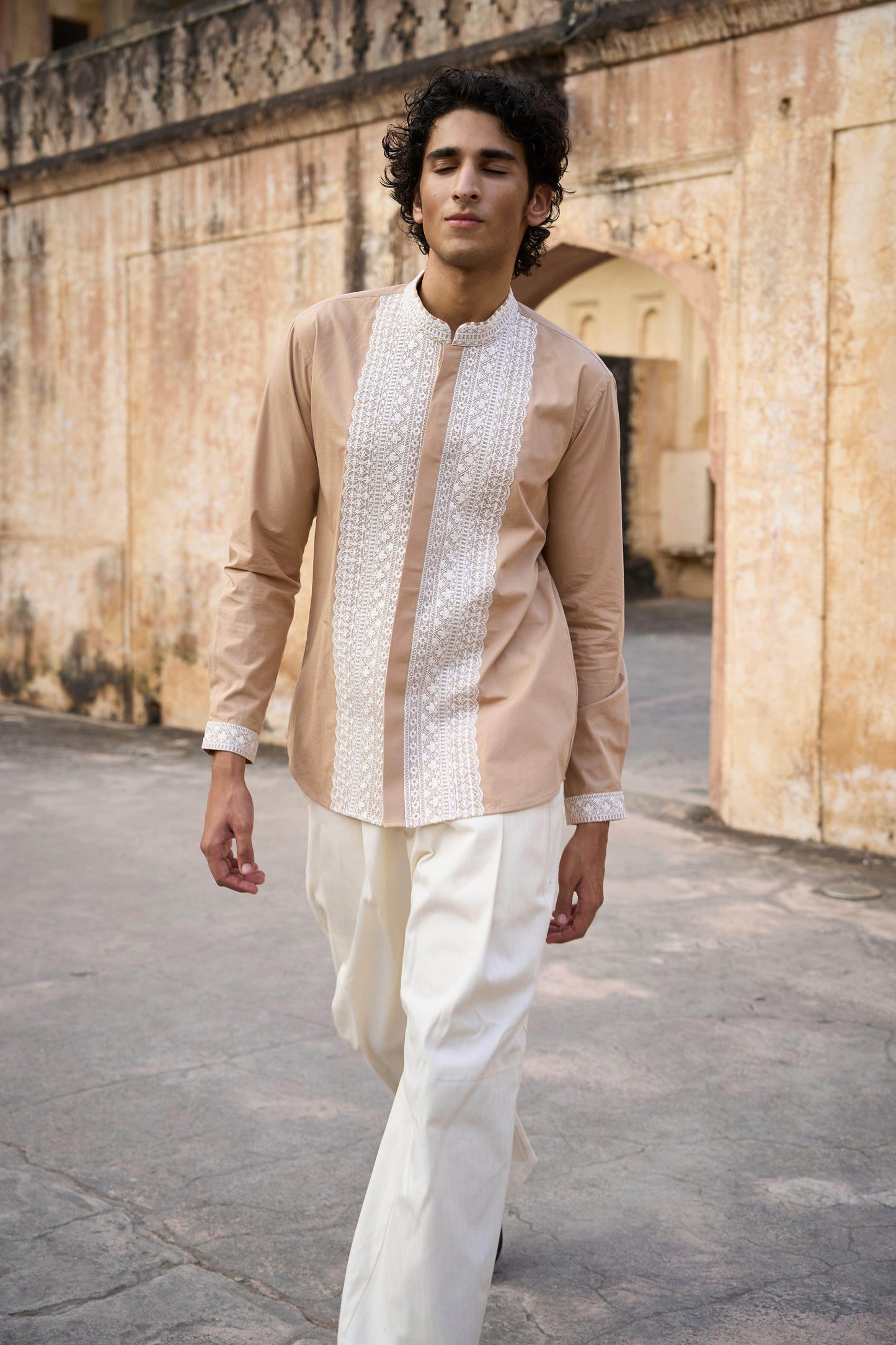 EMBROIDERED COLLAR, PLACKET & CUFF SHIRT - dash and dot