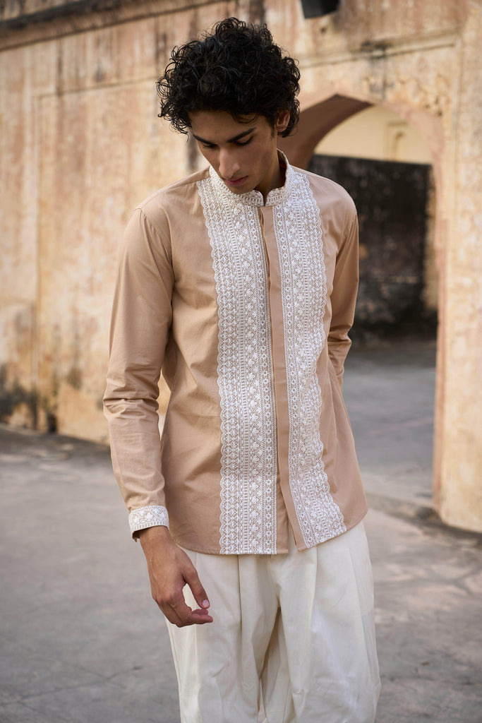 EMBROIDERED COLLAR, PLACKET & CUFF SHIRT - dash and dot dash and dot