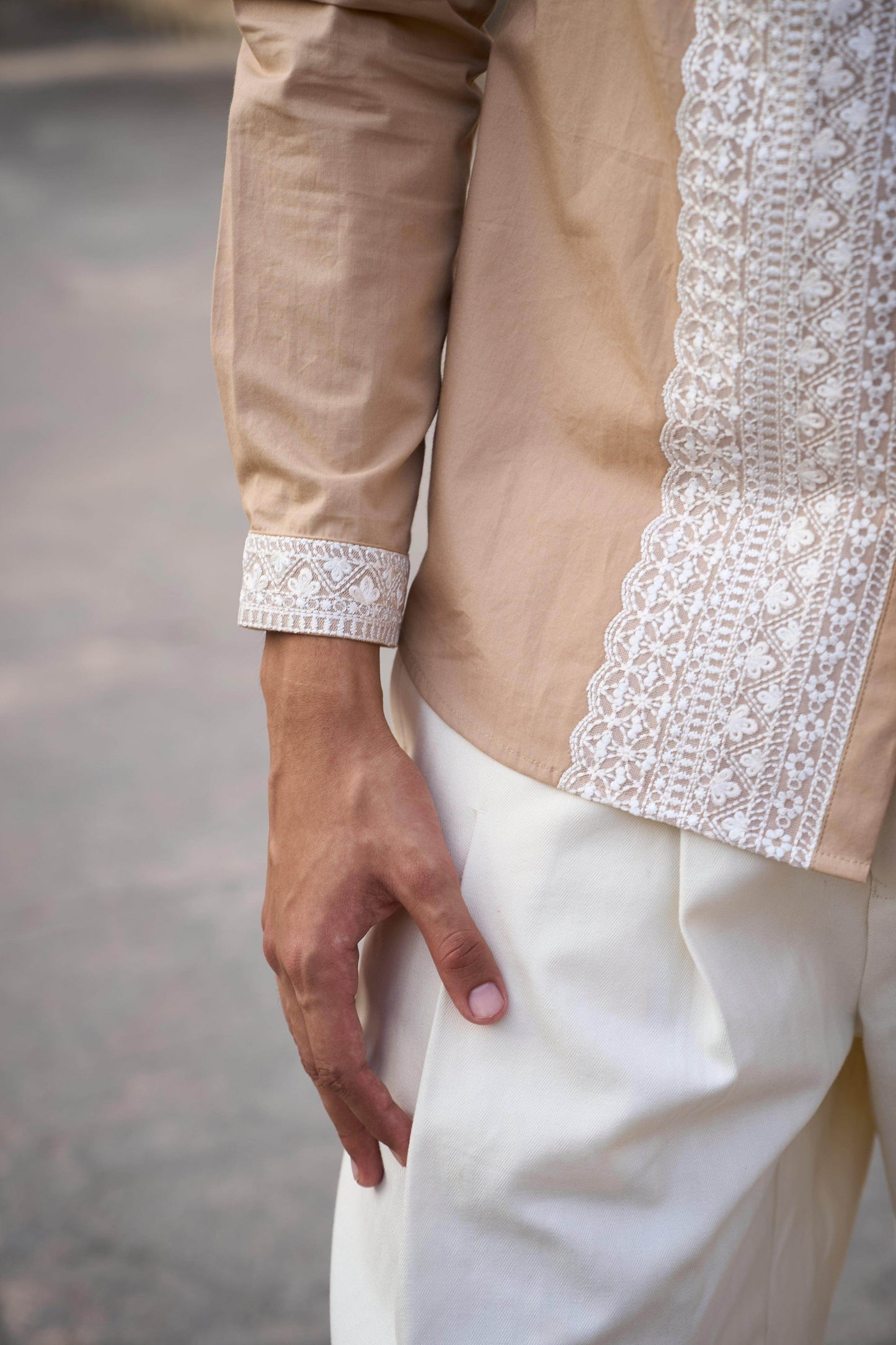 EMBROIDERED COLLAR, PLACKET & CUFF SHIRT - dash and dot