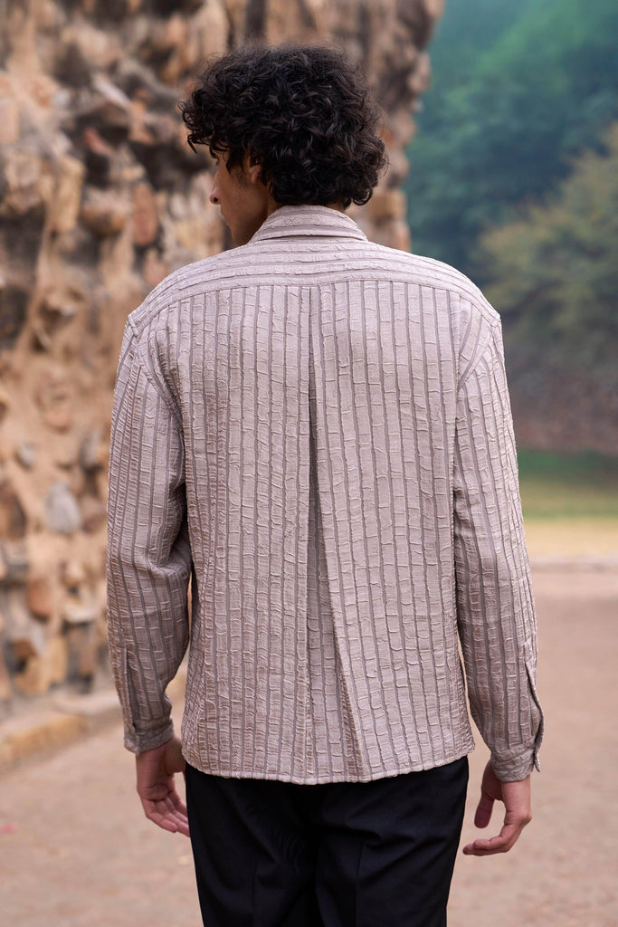 TEXTURED STRIPE SLANT FRONT SHIRT - dash and dot dash and dot