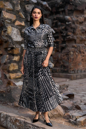 TRIBAL SHIMMER AND PLEATED SKIRT SET - dash and dot