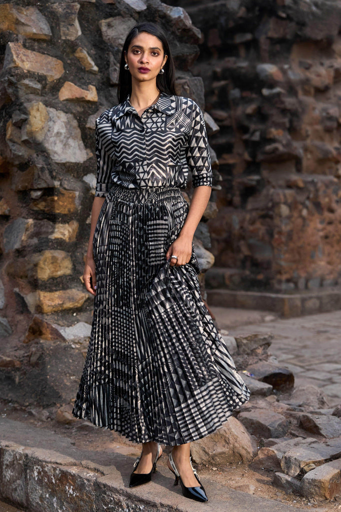 TRIBAL SHIMMER AND PLEATED SKIRT SET - dash and dot dash and dot