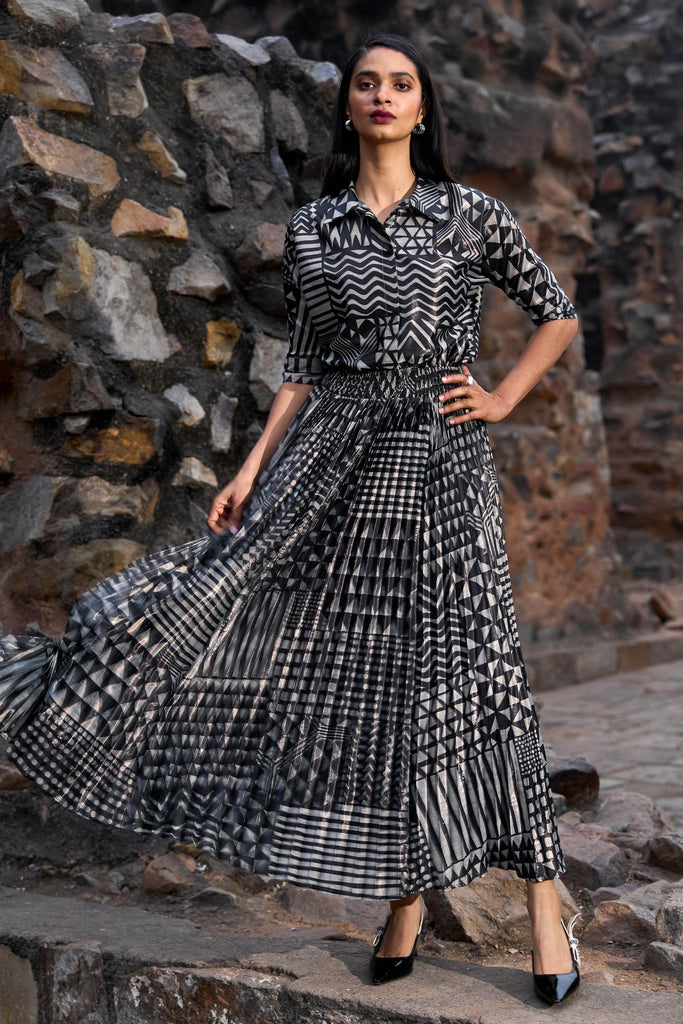 TRIBAL SHIMMER AND PLEATED SKIRT SET - dash and dot dash and dot