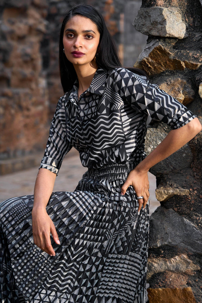 TRIBAL SHIMMER AND PLEATED SKIRT SET - dash and dot dash and dot