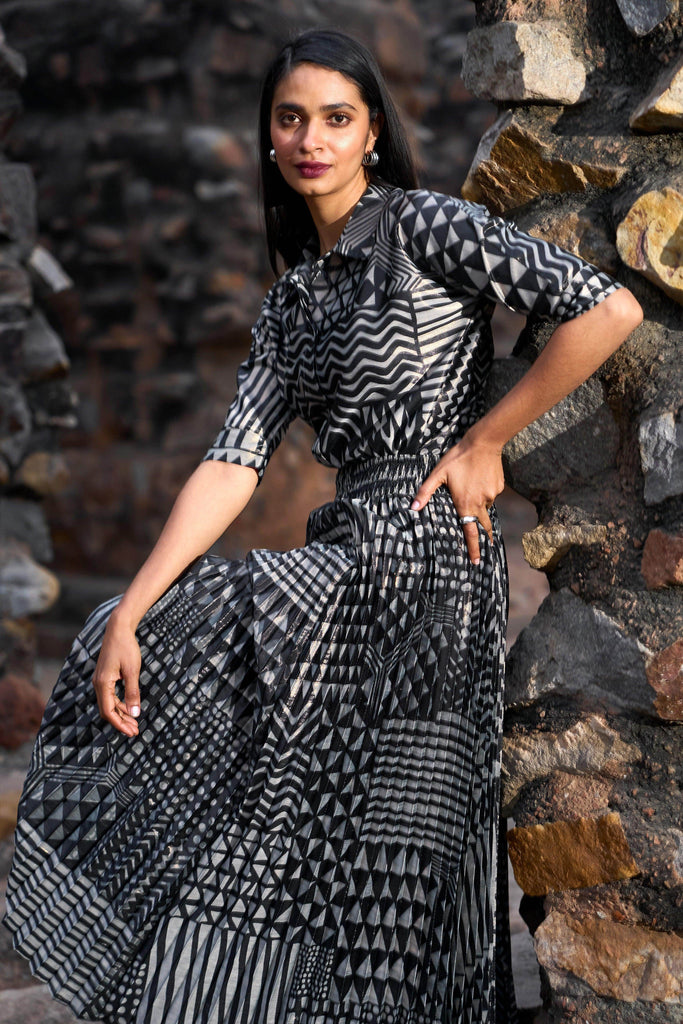 TRIBAL SHIMMER AND PLEATED SKIRT SET - dash and dot dash and dot